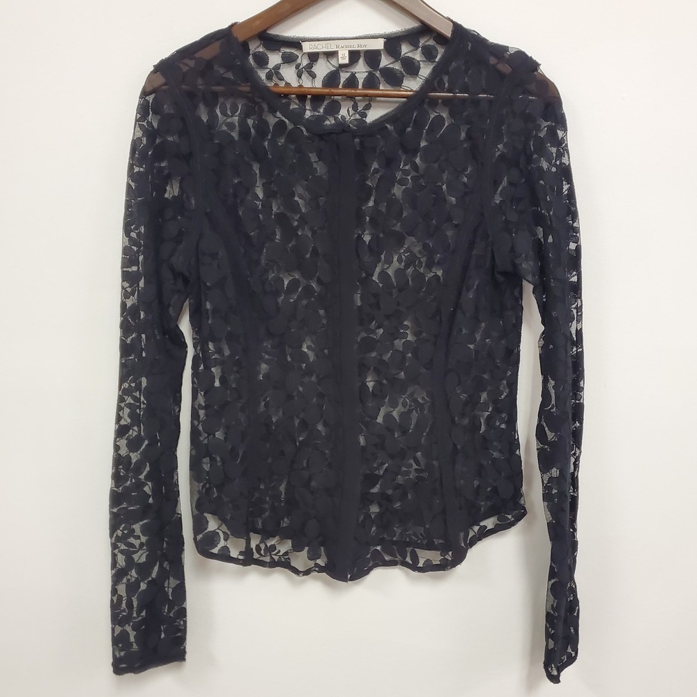 Rachel Roy Womens Fairy Grunge Whimsigoth Lace‎ Button Up Top Size 12 Witchy